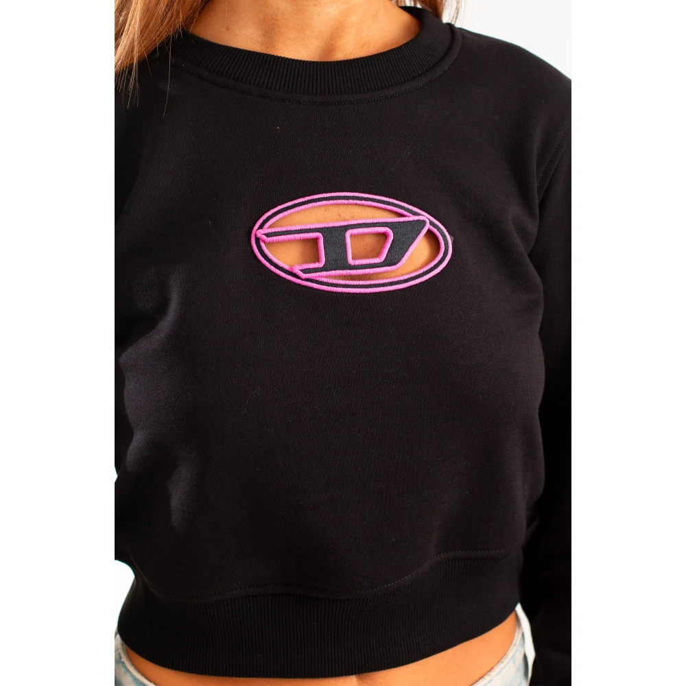 Diesel Oval D Cropped Sweatshirt Black Dames