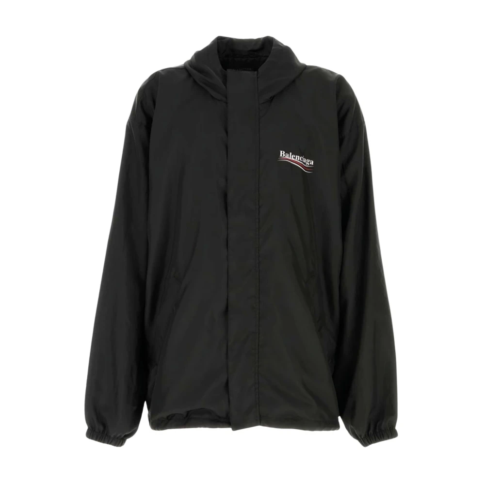 Balenciaga Men's Black Waterproof Jacket With Hood - Light Jackets - S - Jackets
