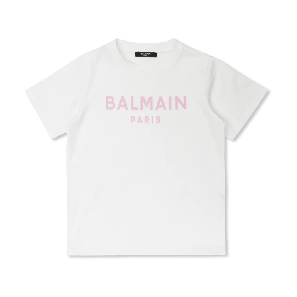 Balmain Unisex Kids White Logo T-Shirt - Kids Short Sleeve T-Shirts - 10 Y - Kids