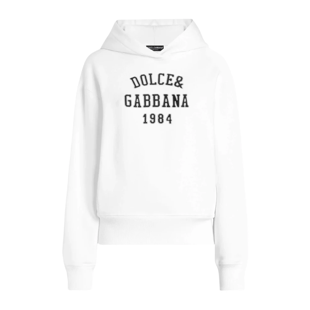 Dolce & Gabbana White Cotton Sweatshirt With Embroidery - Female - Hoodies - Xs - Sweatshirts & Hoodies