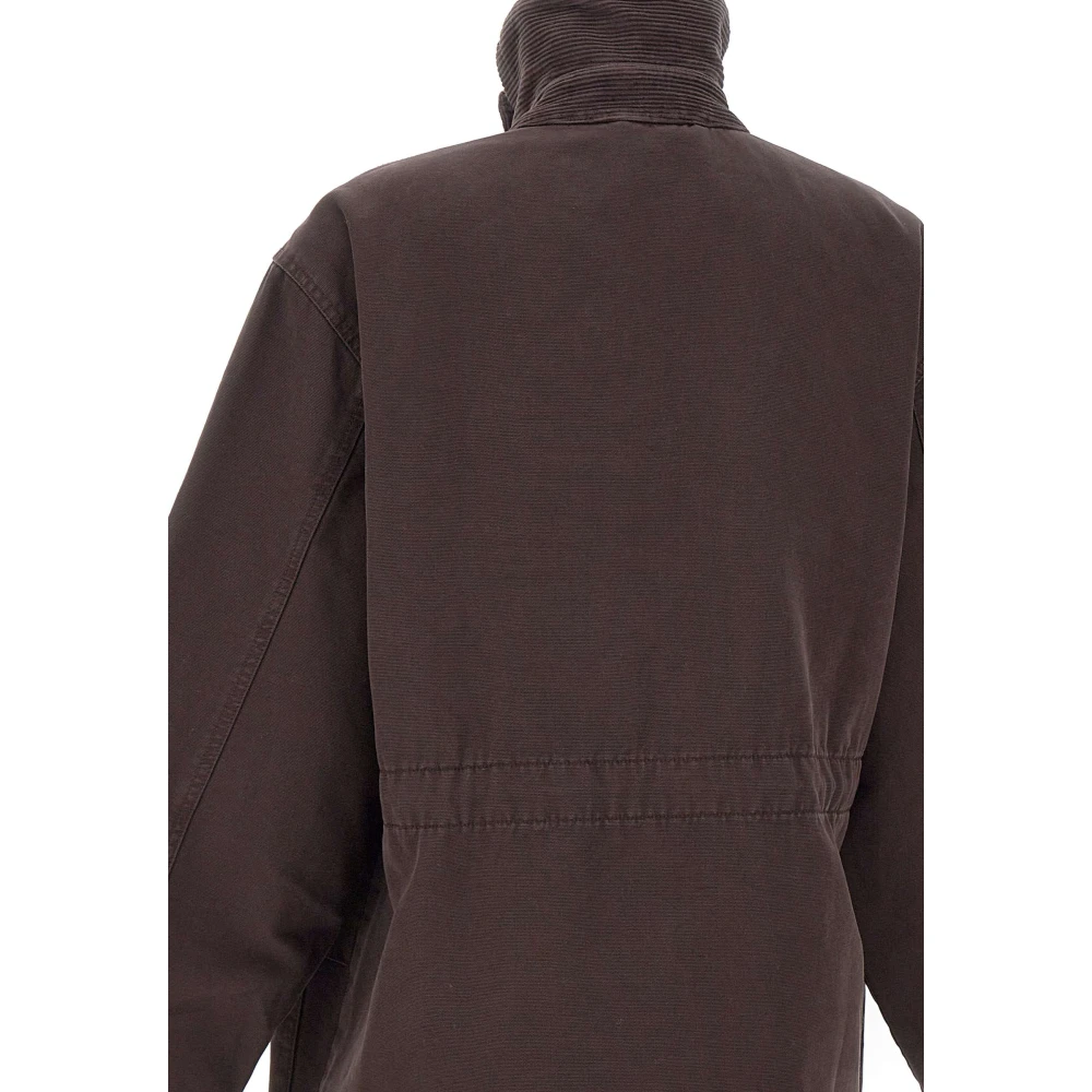 Rotate Birger Christensen Bruine Katoenen Parka met Corduroy Kraag Brown Dames