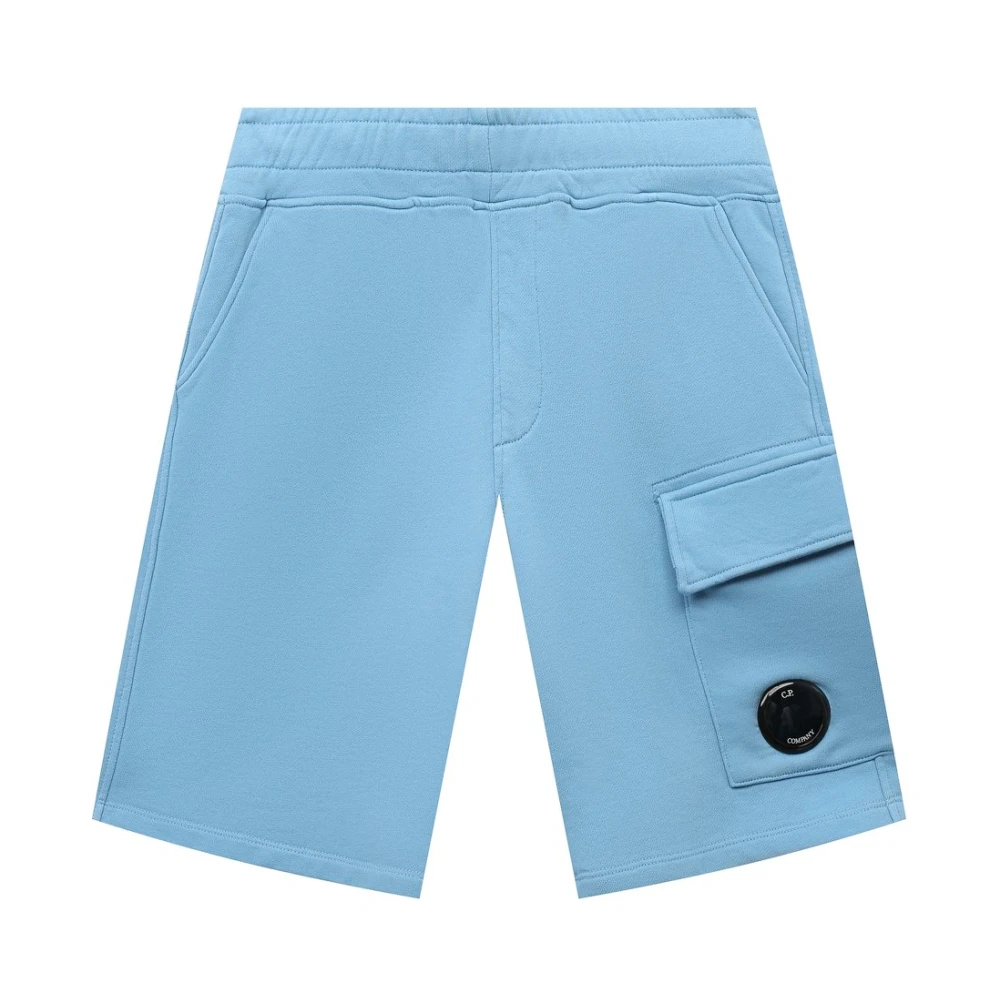 C.p. Company Boys Blue Shorts, 4 Y, Light Fleece Cargo Lens Shorts