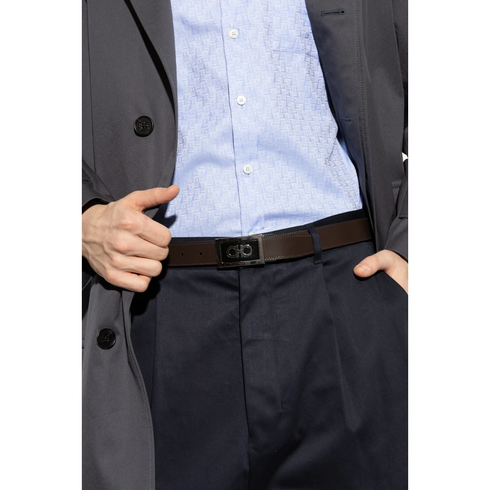 Salvatore Ferragamo Omkeerbare leren riem Black Heren