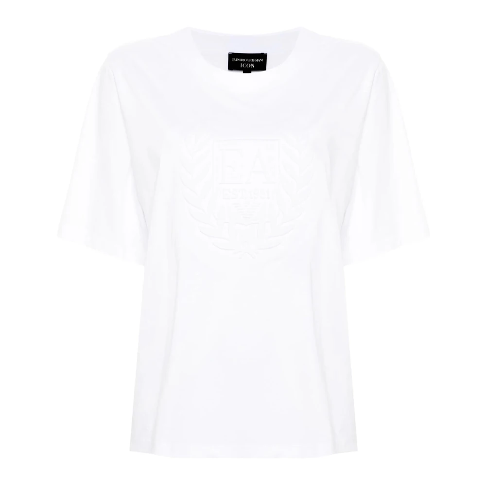 Emporio Armani Geborduurde Logo T-shirts en Polo's White Dames