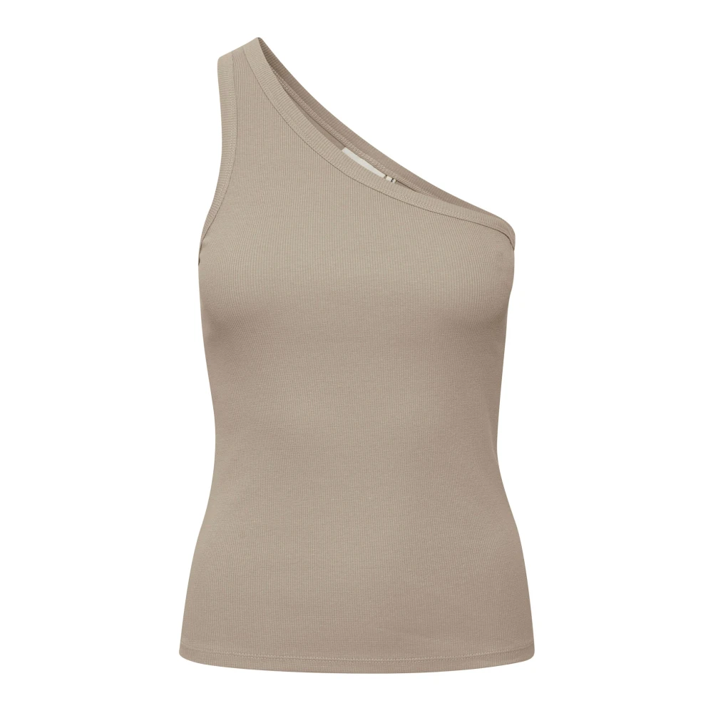 Gestuz Stilfull One-Shoulder Top Beige, Dam