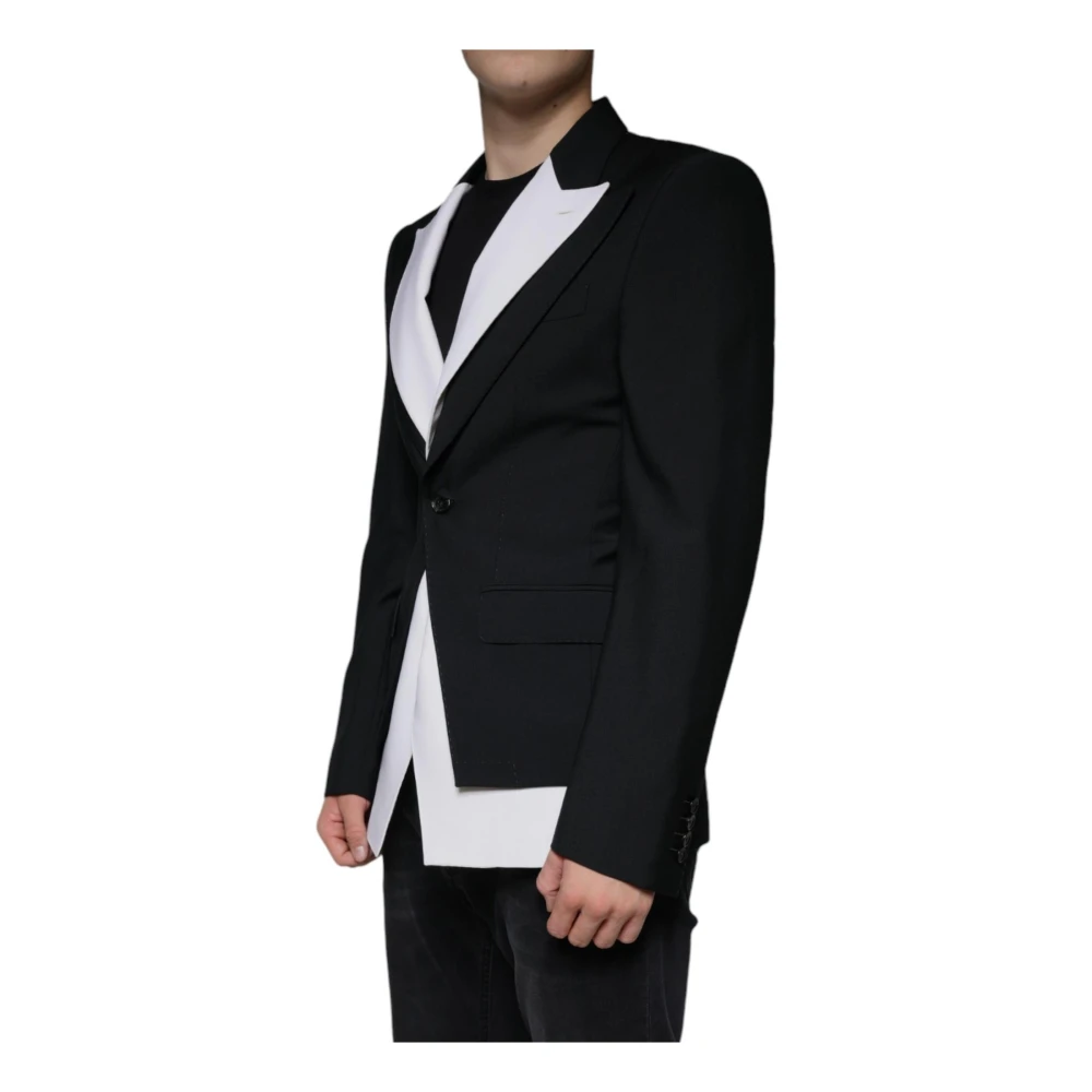 Dolce & Gabbana Zwarte Slim Fit Wollen Blazer Black Heren