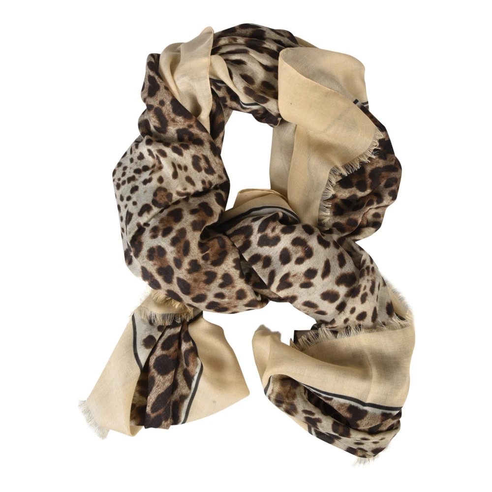 Dolce & Gabbana Leopard Print Scarf Leo Bordo Nudo Multicolor, Dam