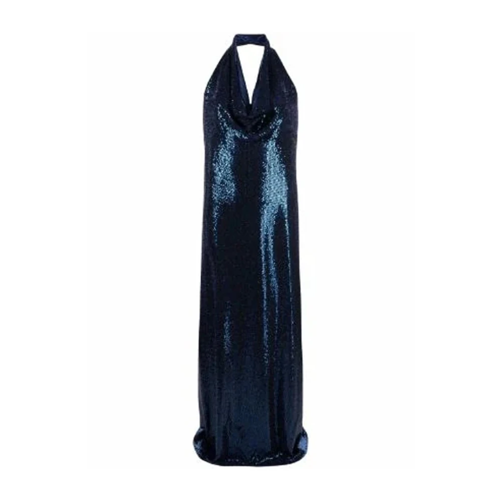 Blanca Vita Pailletten versierde lange jurk met strikdetail Blue Dames