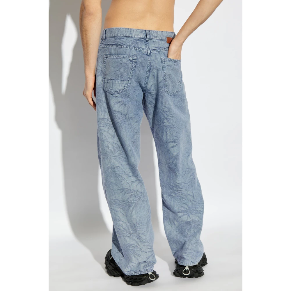 Palm Angels Jeans met bloemenmotief Blue Heren