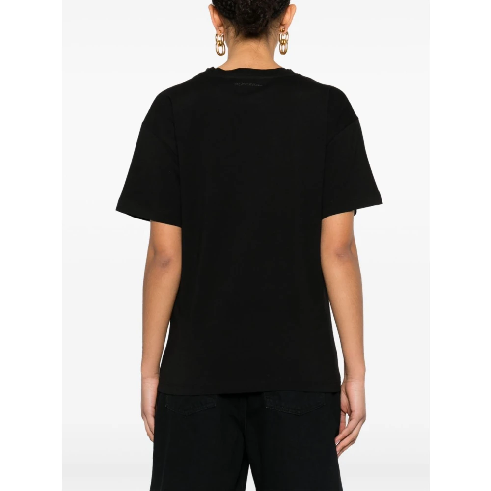 Ermanno Scervino Zwarte Crew Neck T-shirt met Doorschijnende Panelen Black Dames