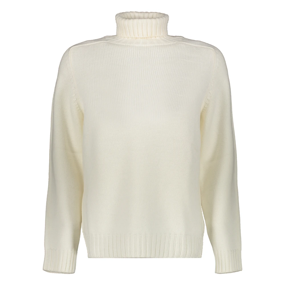 Dondup Geribbelde Wol Turtleneck Sweater White Heren