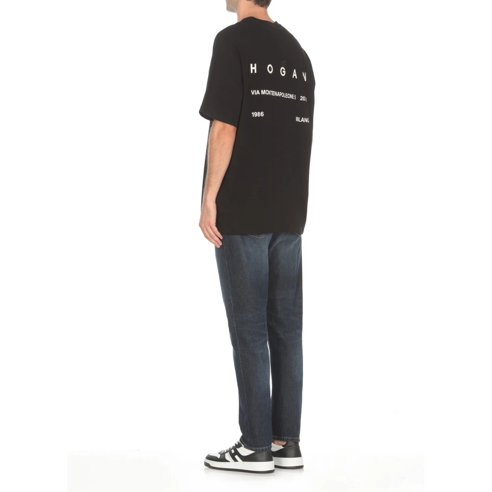 Hogan Zwart Katoenen T-shirt met Logo Print Black Heren