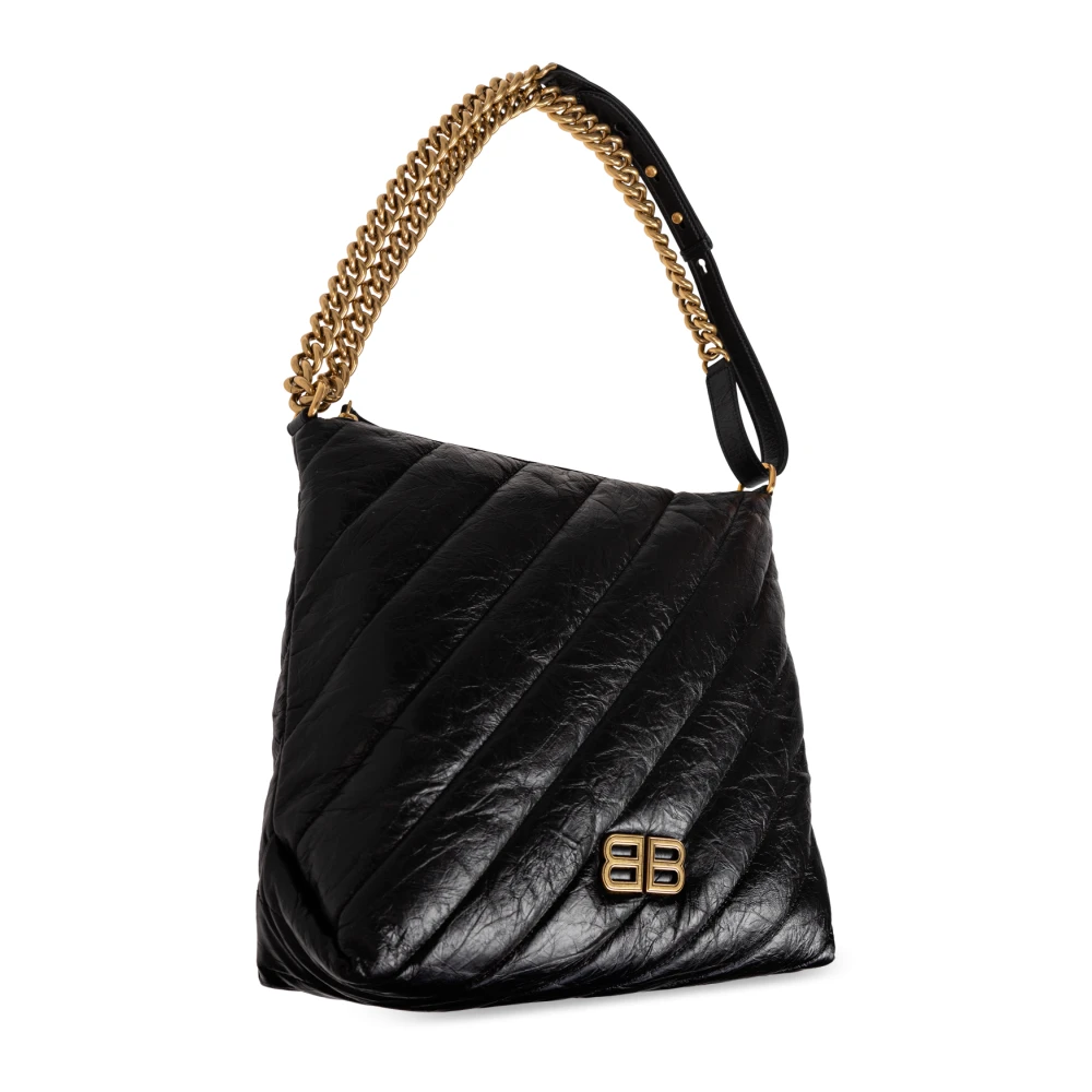 Balenciaga Crush Medium Hobo Tas Black Dames
