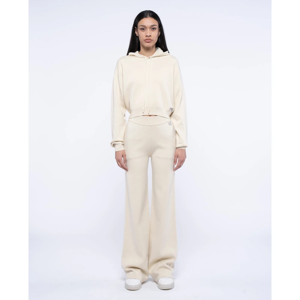 John Richmond Cropped hoodie met verstelbaar trekkoord White Dames