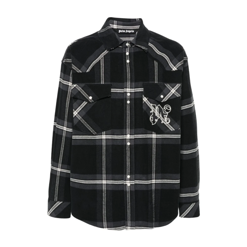 Palm Angels Geruite Flanellen Shirt Antraciet Black Heren