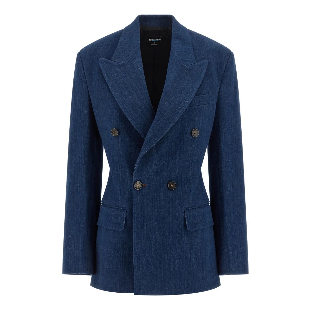 Dsquared2 Women's Blue Blazers, Xs, Double-Breasted Blazer