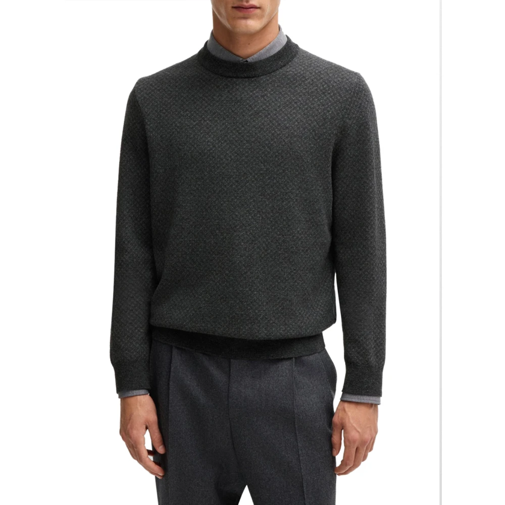 Hugo Boss Eltoro Jacquard Sweater Zwart Black Heren