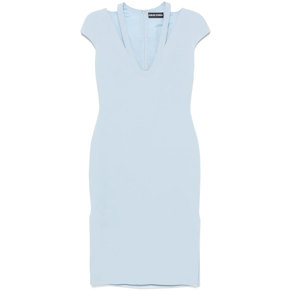 David Koma Jurk met uitsnijding in V-hals en kapmouwen Blue Dames