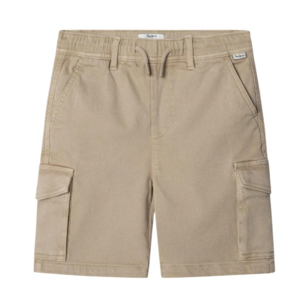 Pepe Jeans Boys Beige Cargo Bermuda Shorts For Kids