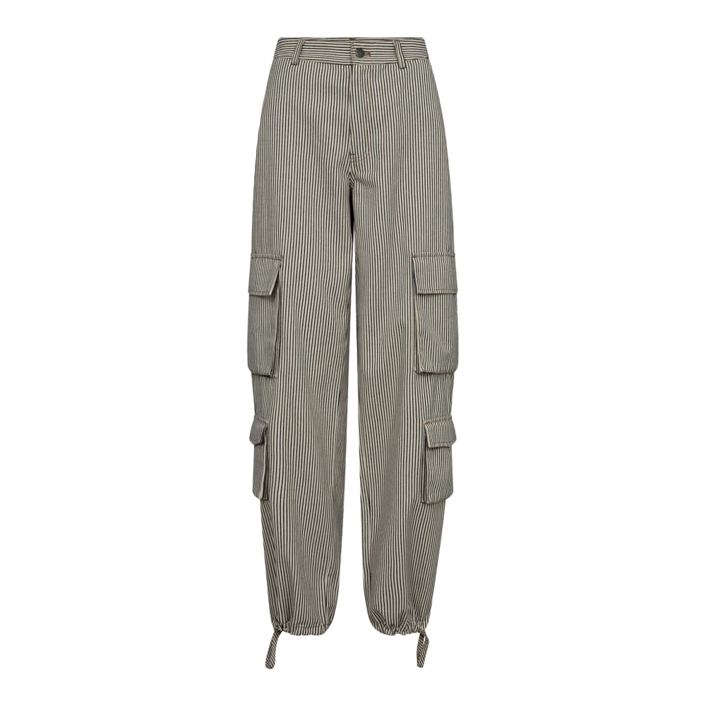 Co'Couture Cargo Broek met Zijzakken en Gestreepte Print Black Dames