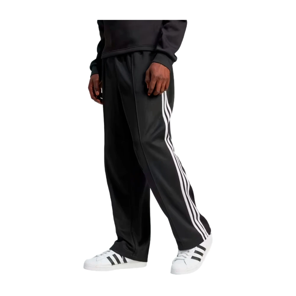 Adidas Casual Piqué Broek met Iconische Strepen Black Heren