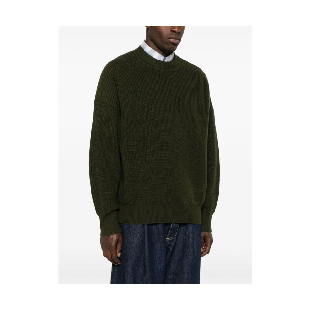 Isabel marant Khaki Geribbelde Gebreide Trui met Ronde Hals Green Heren