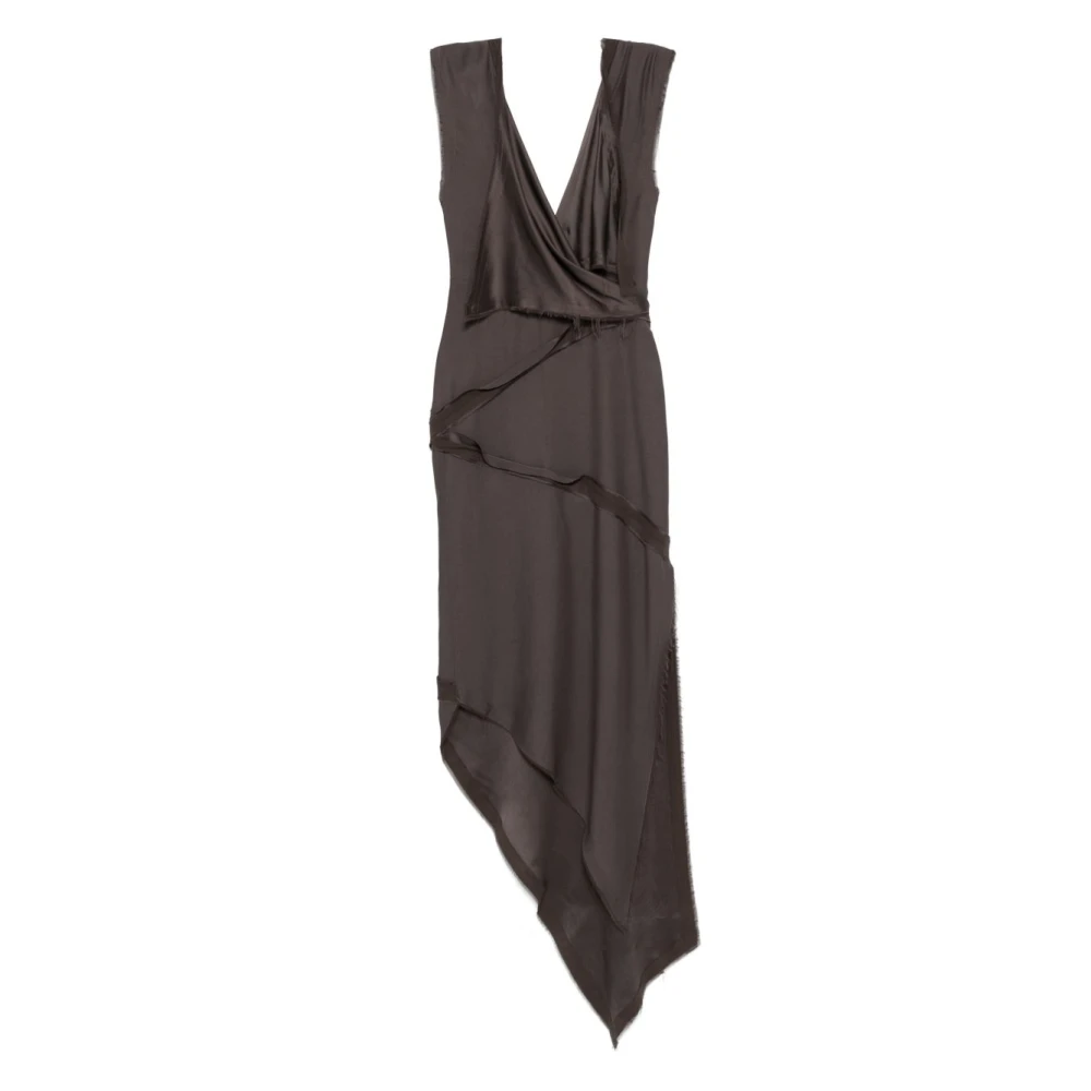 The Attico Women's Brown Asymmetric Midi Dress With Twisted Detail - Maxi Dresses - M - Dresses