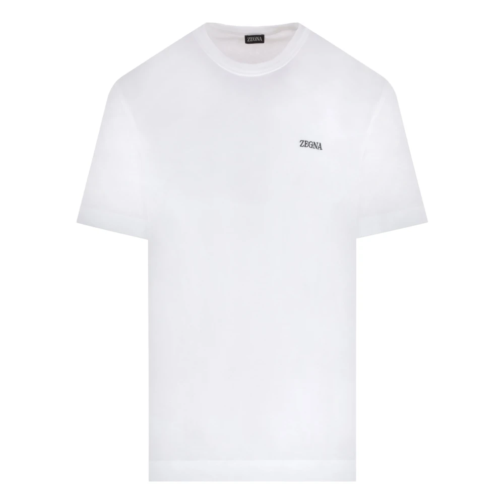 Ermenegildo Zegna Wit Katoenen Jersey Logo T-shirt White Heren