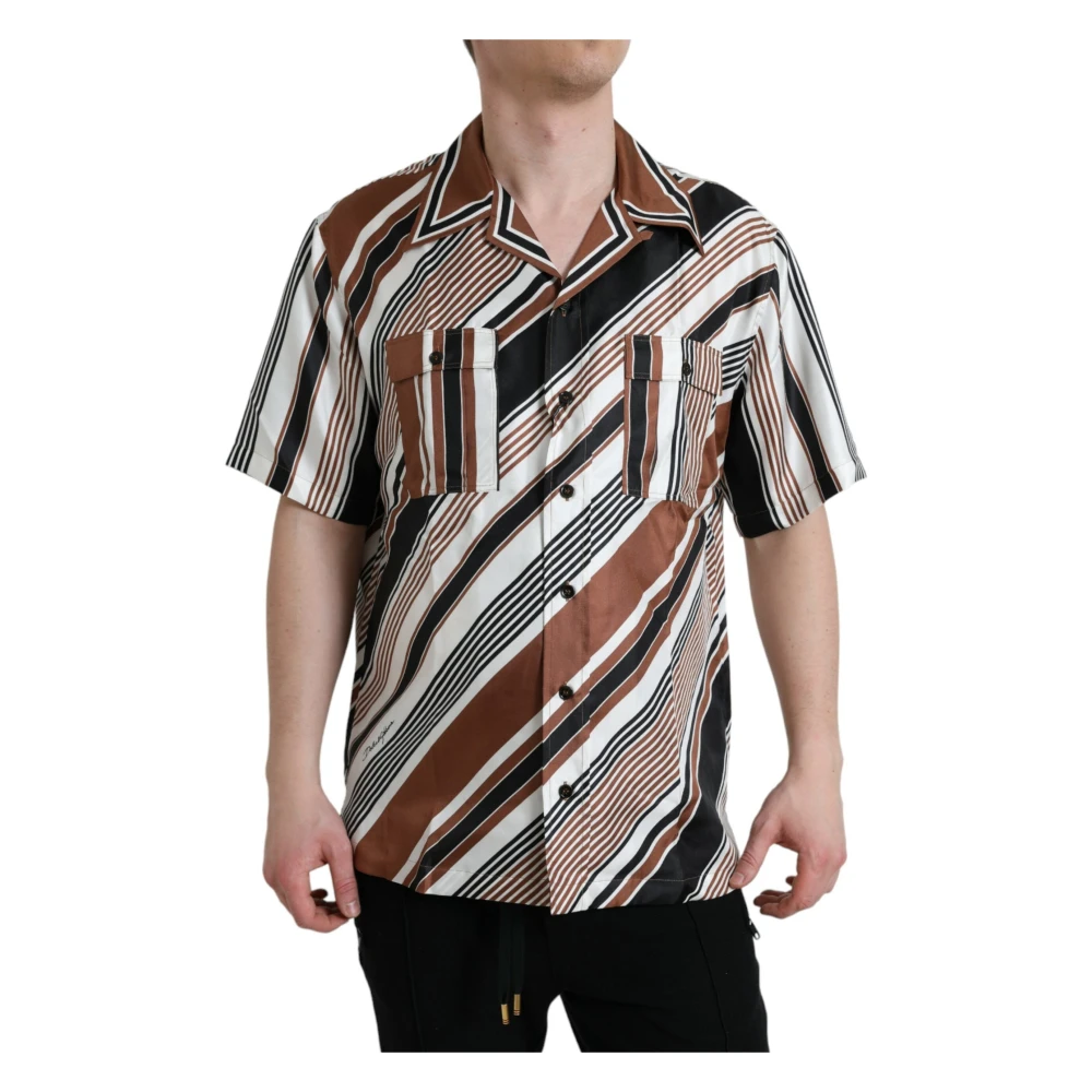 Dolce & Gabbana Short Sleeve Shirts, Male, S, Button Down Casual Shirt Multicolor
