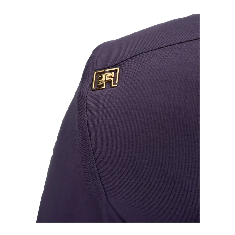 Elisabetta Franchi Gouden Schouder Gepolsterde Hoge Hals Top Purple Dames
