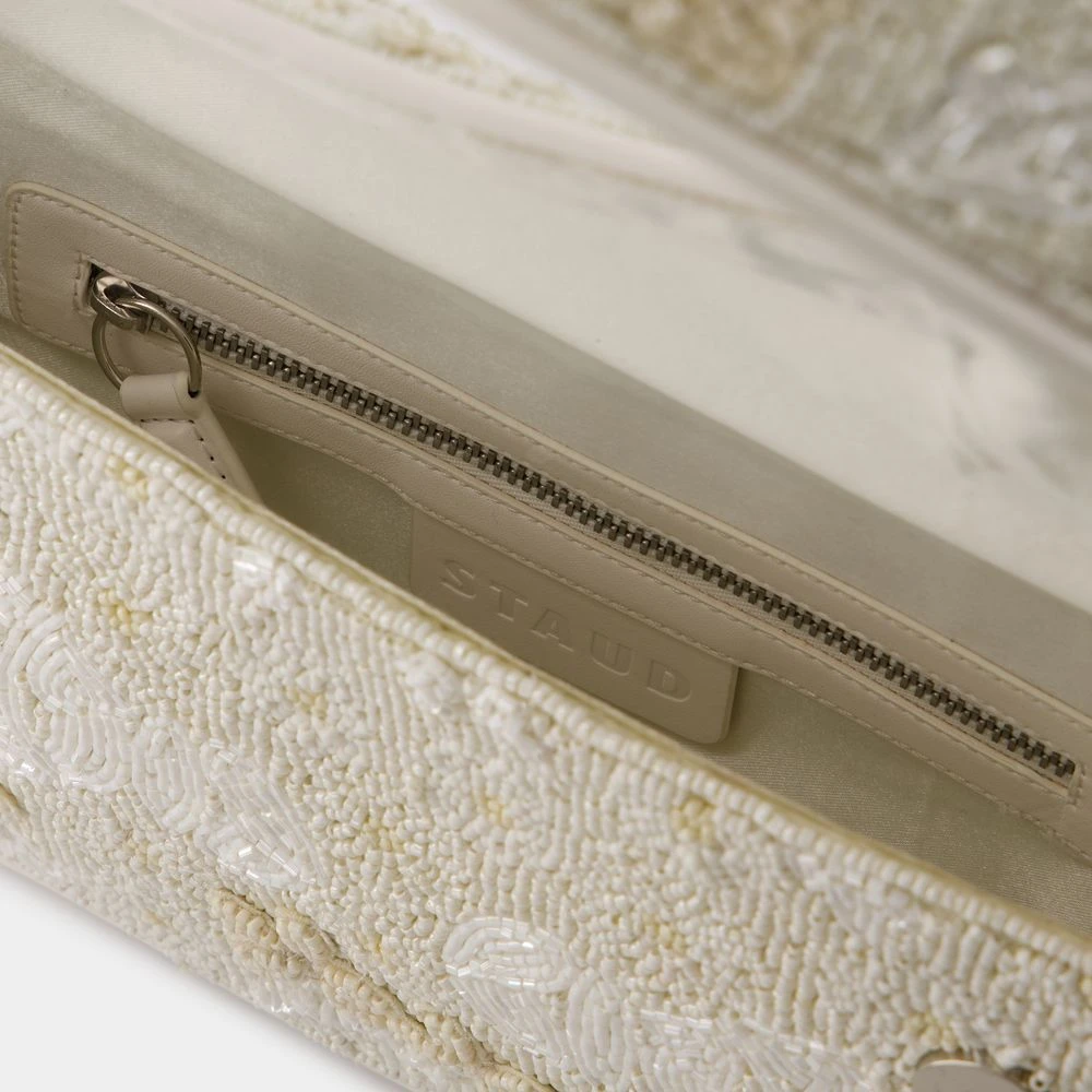 Staud Geborduurde Kalfsleren Tas Wit Gray Dames