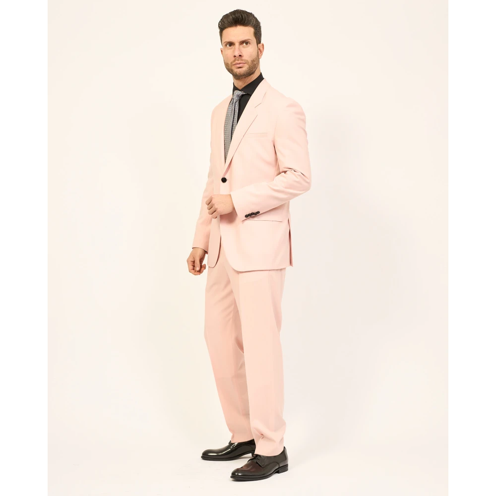 Hugo Boss Roze wollen blend regular fit jurk Pink Heren