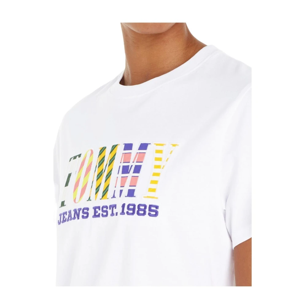Tommy Hilfiger Witte T-shirt met korte mouwen en Tommy Jeans-print White Dames