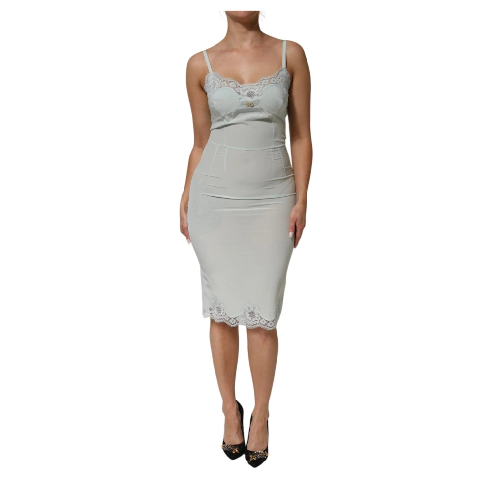 Dolce & Gabbana Blue Elegant Silk Lace Slip Dress - Female - Midi Dresses - M - Dresses