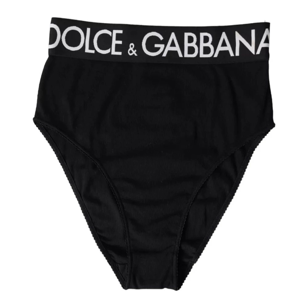 Dolce & Gabbana Zwart Katoenen Logo Ondergoed Panty Black Dames