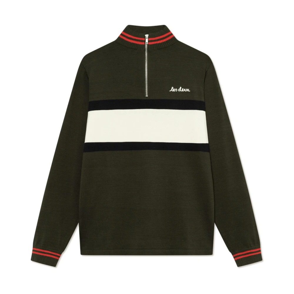 Les Deux Rolf Knit Zipper Sweater Green Heren