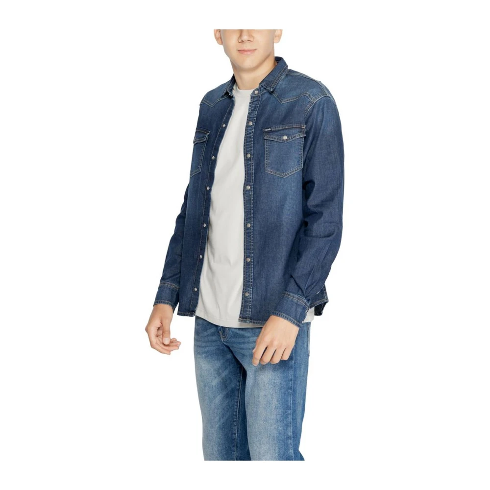 GAS Stretch Katoenen Shirt Heren Collectie Blue Heren