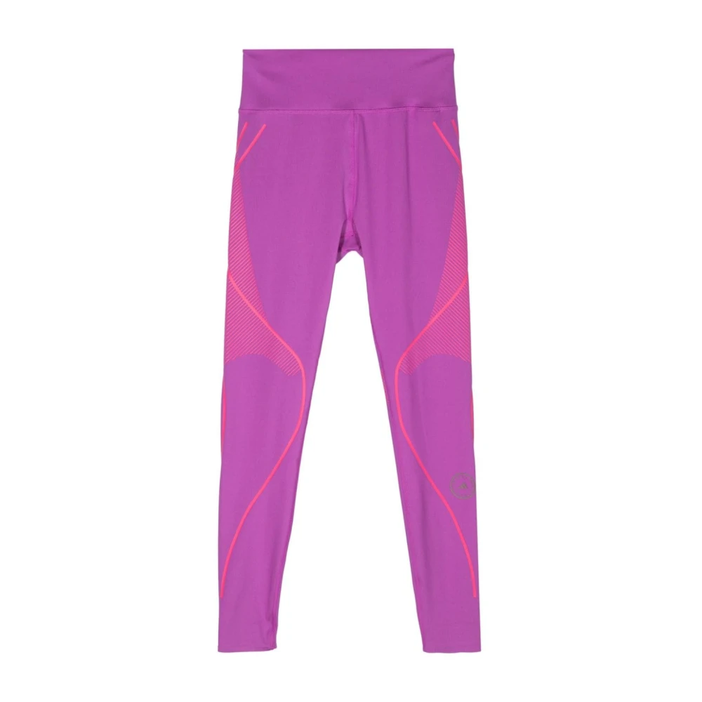 Adidas by stella mccartney Fuchsia Gestreepte Hoge Taille Broek Pink Dames
