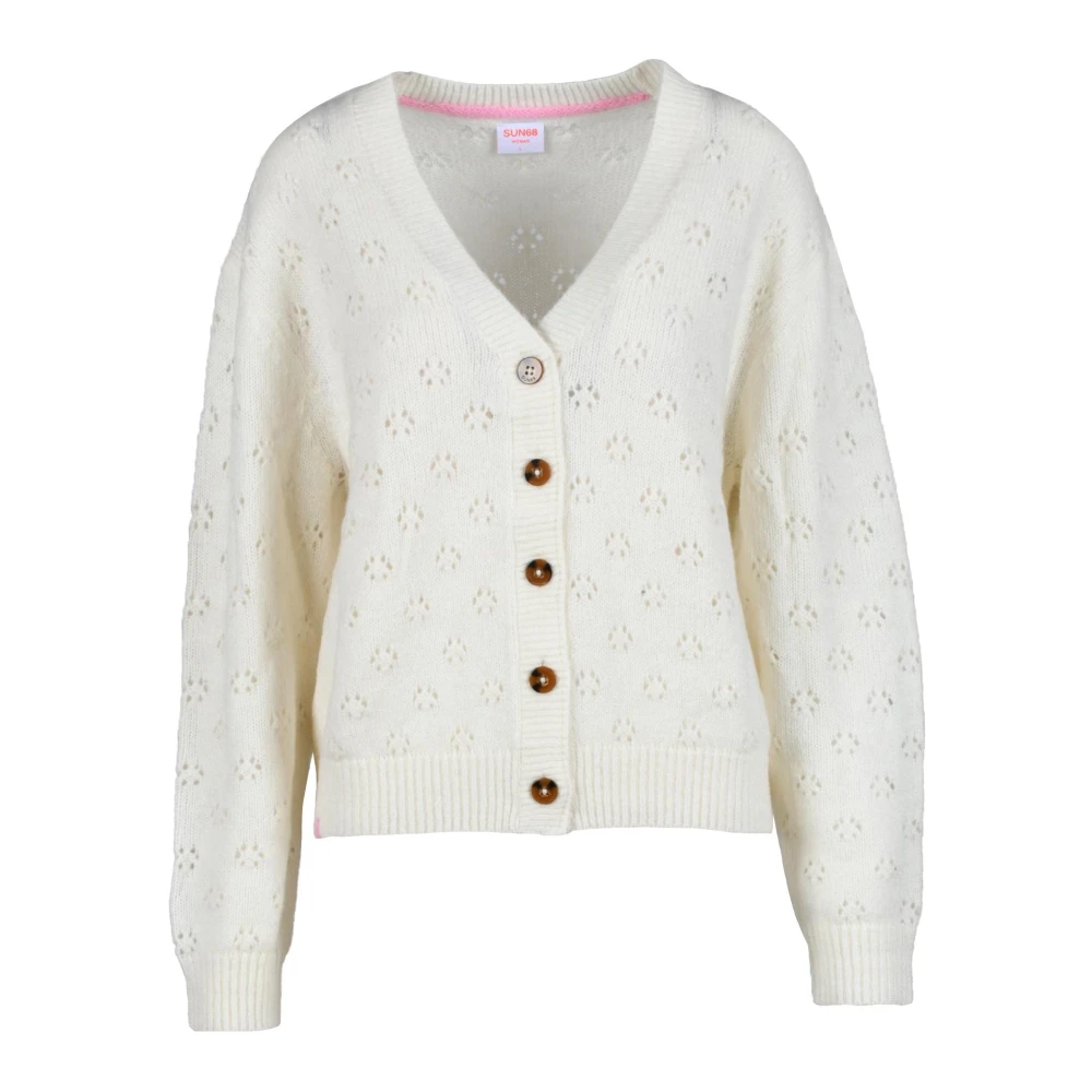 Sun68 Gezellige Wollen Blend Vest White Dames