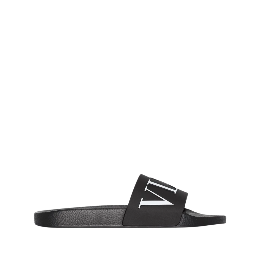 Valentino Garavani Men's Black Slide Sandals Vltn Logo