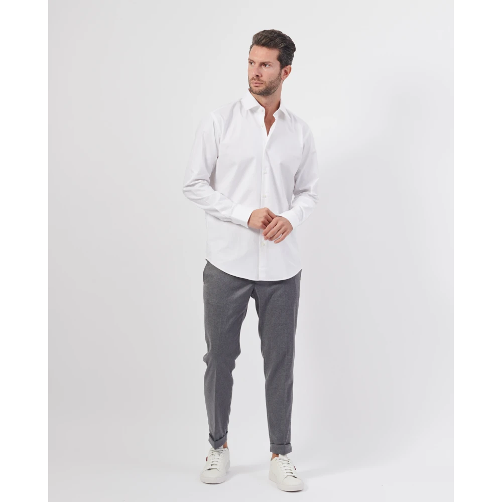 Hugo Boss Wit katoenen overhemd met lange mouwen White Heren