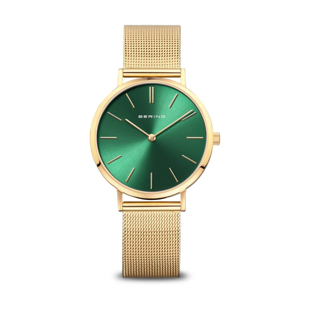 Bering Women's Yellow Watch Classic 34 Mm Bracelet Milanese 14134-338