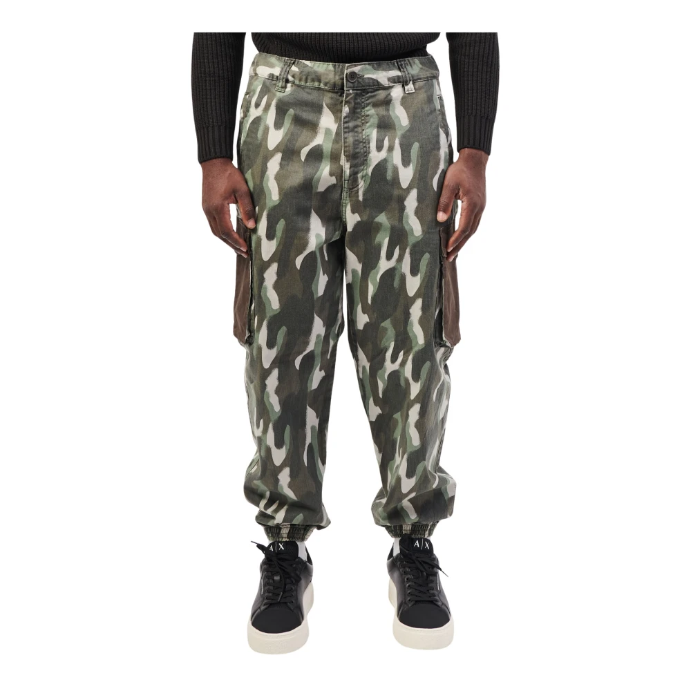 Armani Exchange Groene Cargo Broek Camouflage Patroon Green Heren
