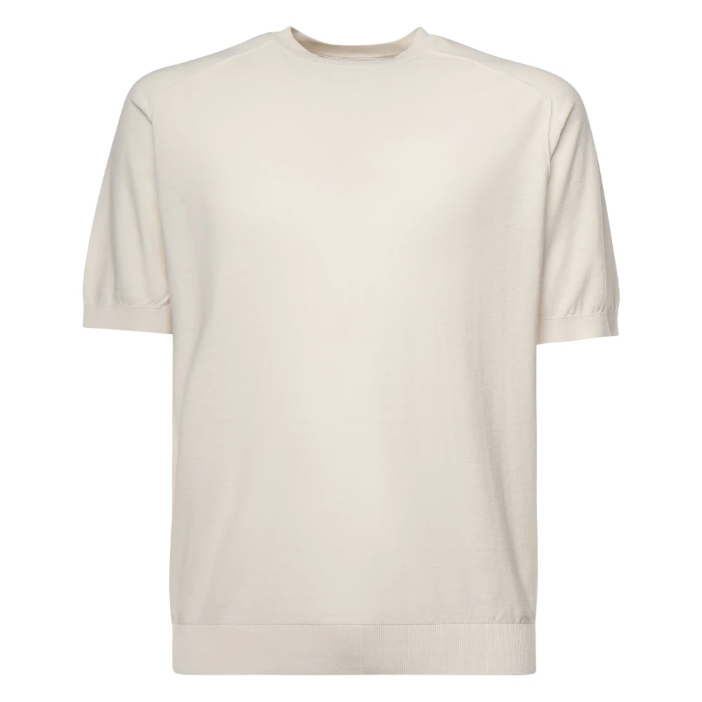 Eleventy Zand Katoen Ronde hals T-shirt Korte mouwen Beige Heren