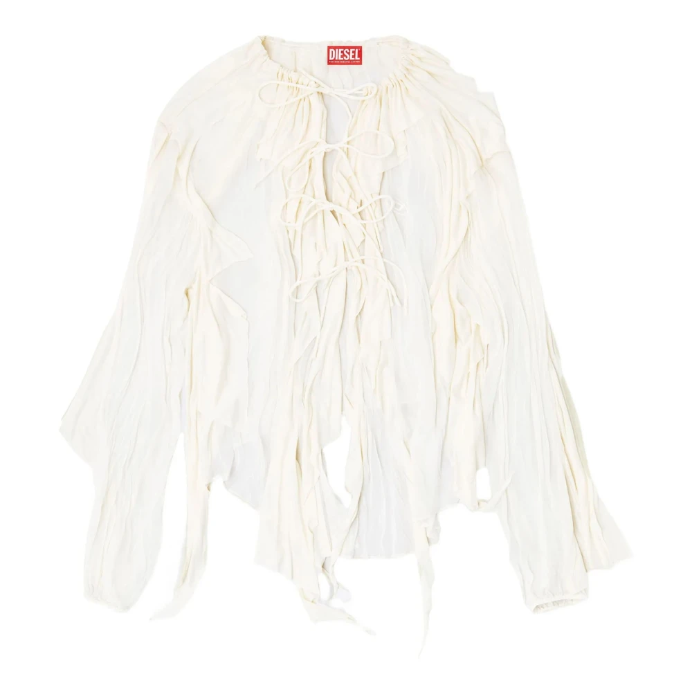 Diesel Women's White Ruffled Blouse With Front Laces - Blouses - Xs- Blouses & Shirts