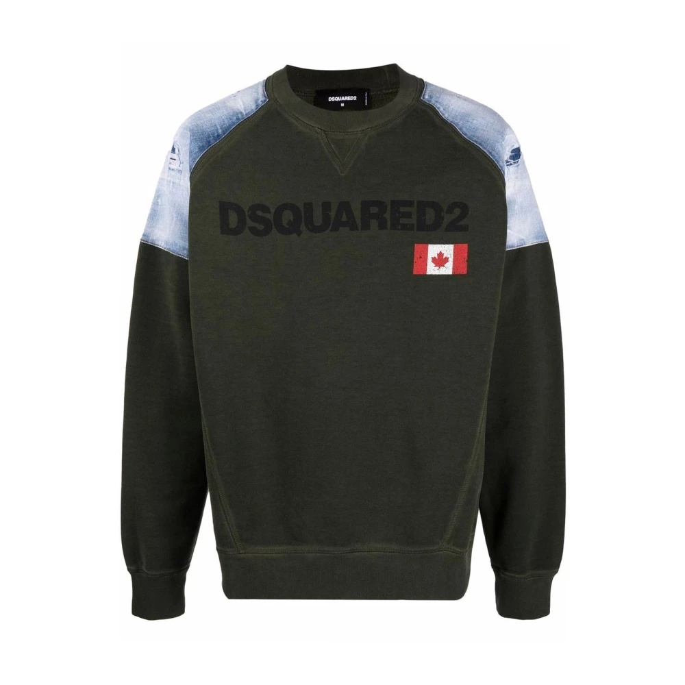Dsquared2 Men's Green Sweatshirts, Xl, Military Cotton Sweatshirt