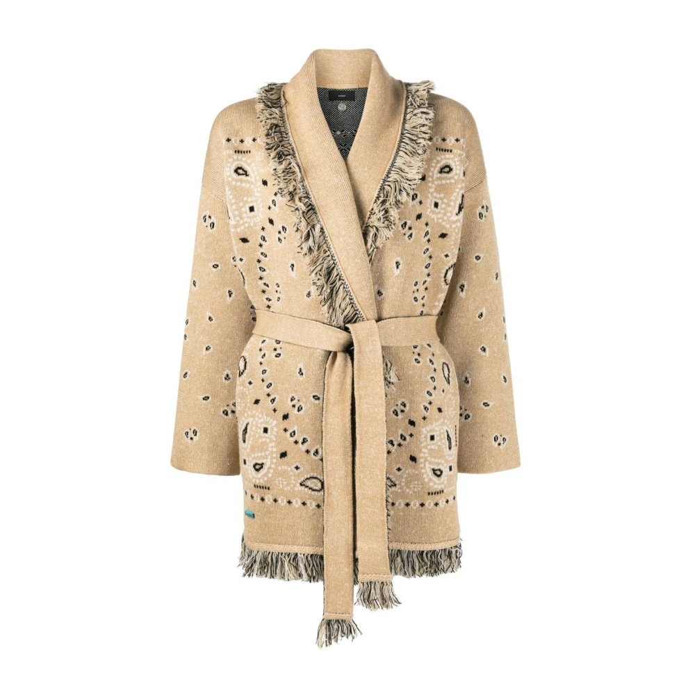 Alanui Luxe Beige Cashmere Fringe Cardigan Beige Dames