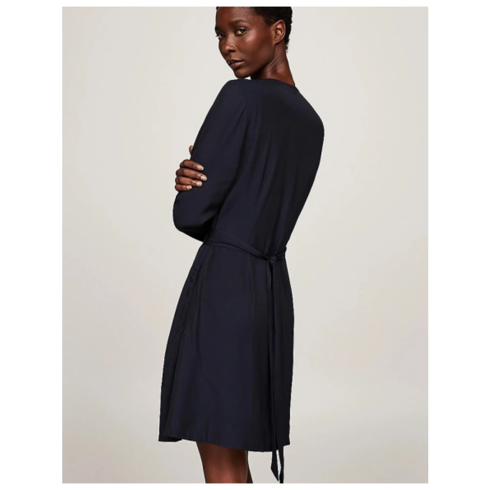 Tommy Hilfiger Wikkellook V-hals Jurk Blue Dames