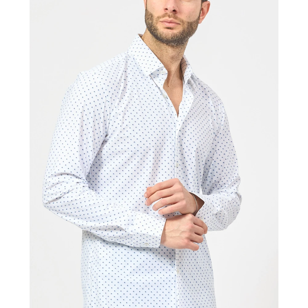 Hugo Boss Geometrisch Bedrukt Zakelijk Overhemd Blue Heren