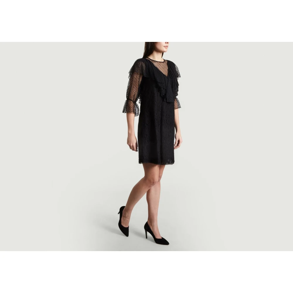See by Chloé Romantische Kantjurk met Volants Black Dames